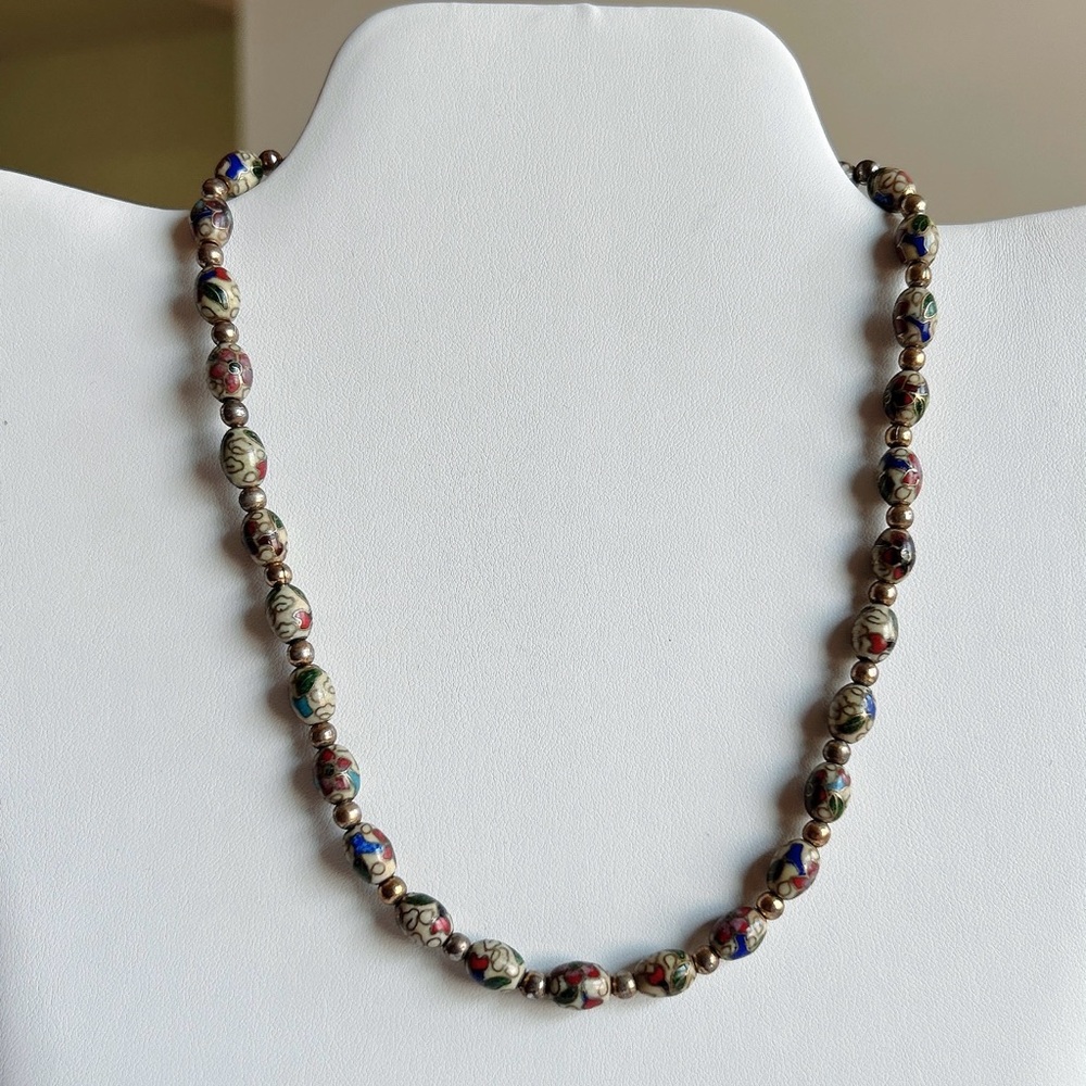 Cloisonné bead necklace